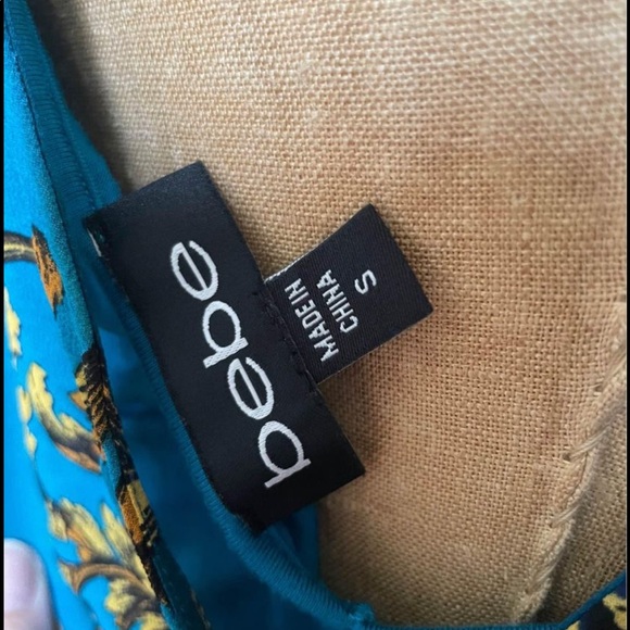 Bebe Teal Patterned Half Sleeve Mini Dress Small - Picture 4 of 4